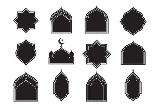 Islamic Decorative Frame Shapes Set Traditional Arabic Ornament