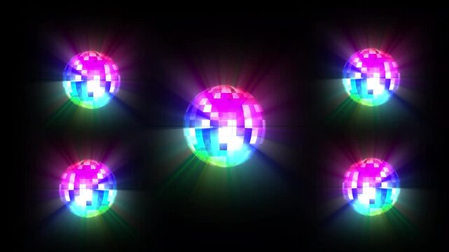 Spot light stage loop animation, disco Lights, Floodlights Blinking, Disco Lights Flashlights Flash on black screen, night clubs, disco ball rotating, fashion events, jazz, disco party