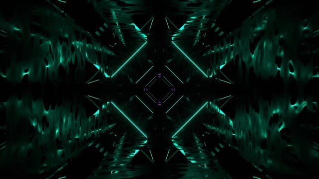 Purple and Turquoise Minimalistic Neon Lights and Strobes in an Infinite Tunnel Background VJ Loop in 4K
