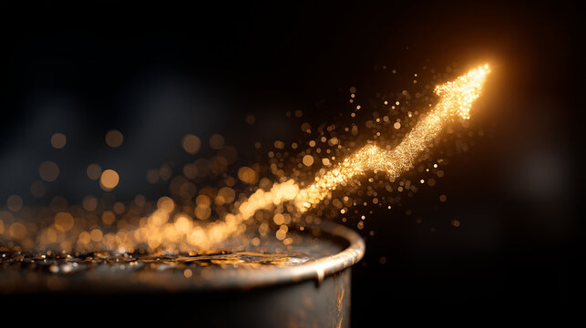 Rising Arrow: A luminous, upward-pointing arrow of light streams from a barrel, symbolizing growth, progress, and ambition.