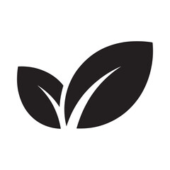 Fototapeta premium Simple black silhouette of two leaves and a stem minimalist design