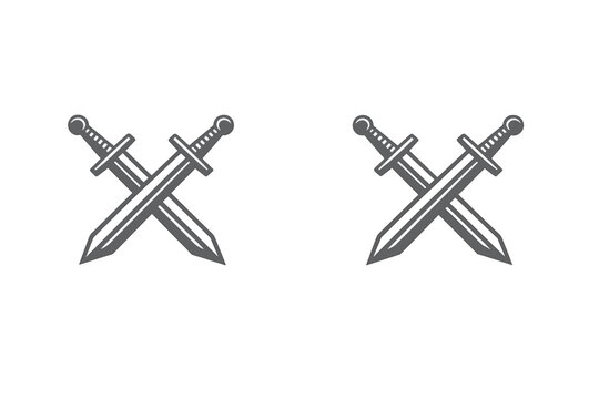 Two pairs of crossed short swords in a minimalist vector style