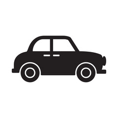 Fototapeta premium Simple black silhouette of a classic car side view isolated on white