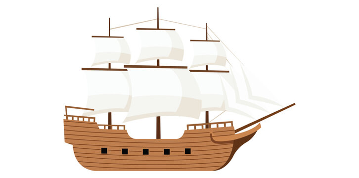 Old Sailing Ship Wooden Vessel Ocean Transport Adventure Illustration Vector