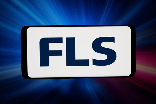 Stuttgart, Germany - 03-13-2026: In this photo illustration, the logo of engineering company FLSmidth Co. AS (FLS) is displayed on a smartphone in front of abstract background on computer screen.