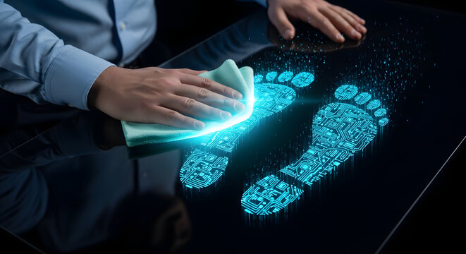 Footprint Cleaning Concept Representing Digital Footprint Erasure