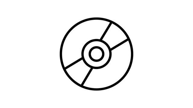 A clean linear icon animation showing compact disk cd