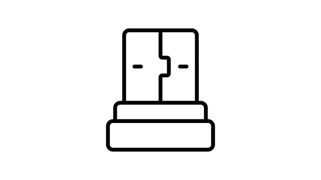 Well crafted linear icon animation of USB cord plug
