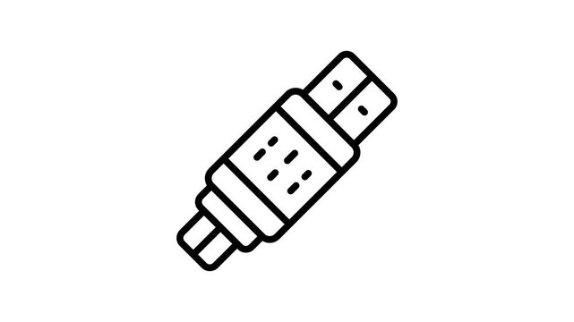 Trendy outline style icon animation showing usb wire