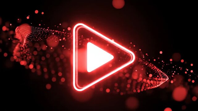Neon video play symbol with glow effect 4k video motion graphic