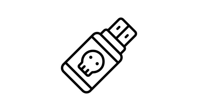 A premium outline icon animation of malware USB detection