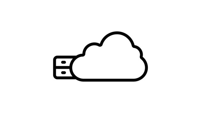 Trendy linear icon animation representing cloud hosting solution