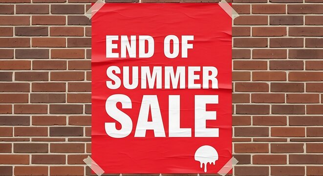 End of summer sale sign on brick wall background seasonal discounts and clearance