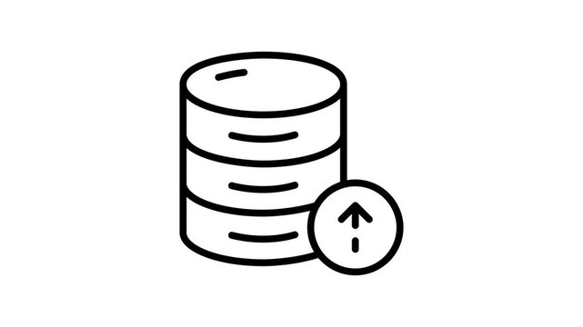 Well crafted linear icon animation of database upload tool