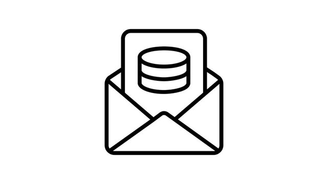 An editable outline icon animation of email database entry