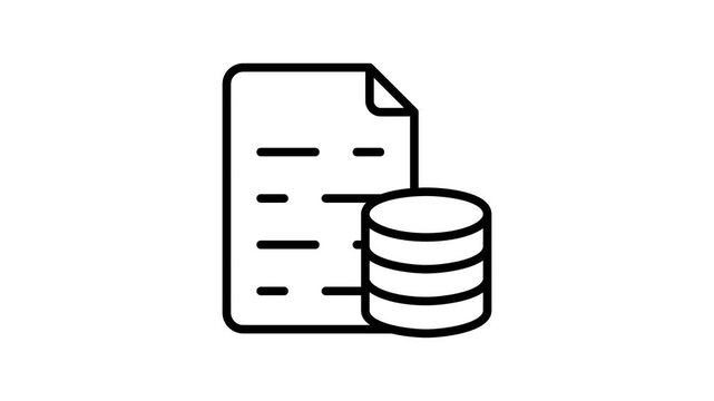 Stylish outline icon animation showing database file format