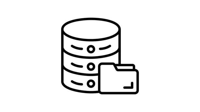 A sleek outline icon animation showing database folder access