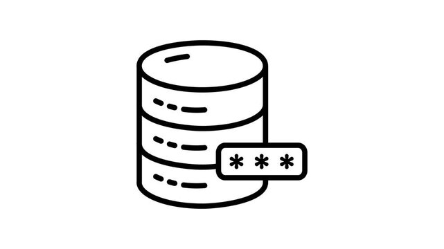 A modern linear icon animation of database password protection