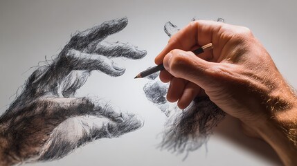 Obraz premium Hand drawing a charcoal sketch artistically.