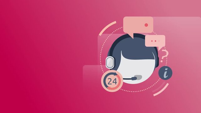 Customer service representation available 24/7 in a clean and modern cartoon style