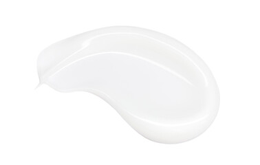 A close-up photo white, creamy lotion brushstroke on a white background, smooth lines