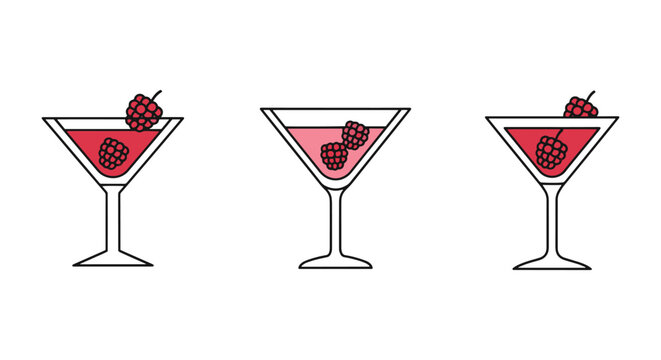 Raspberry Martini Line art clean artistic abstract color vector