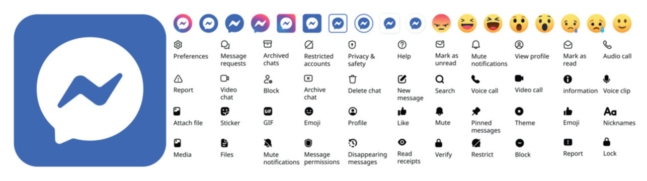 Facebook Messenger app icon and interface options illustration
