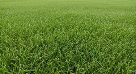 Obraz premium A vast field of green grass under a clear blue sky with a distant horizon