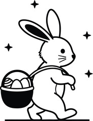Obraz premium Easter bunny holding a basket of eggs on a magical background