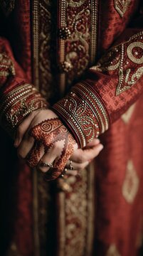 Elegant Groom Hands with Intricate Mehndi Designs in Traditional Attire for Wedding or Festival Celebrations