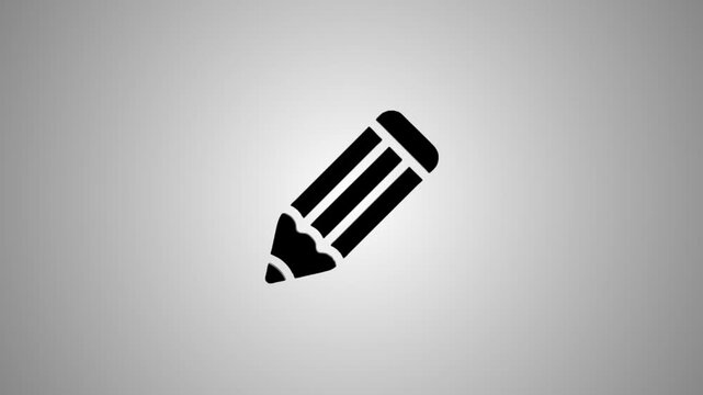 Animated 3D pencil icon transform into a 2D symbol, showcasing a sleek and modern design in a dynamic motion graphic animation
