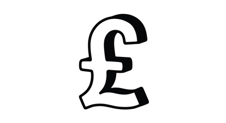 Black outline of a british pound symbol stark and simple silhouette