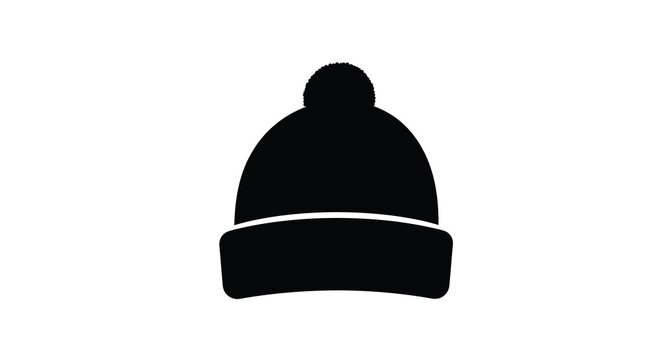 A simple black silhouette of a winter beanie hat