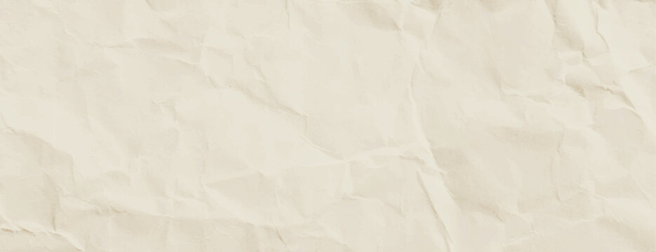 A crumpled paper background with a beige color. The beige background has a textured, wrinkled appearance, adding depth and interest. Paper texture background vector. Beige background.