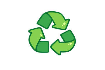 Obraz premium A green recycling symbol sticker with three arrows in a triangular