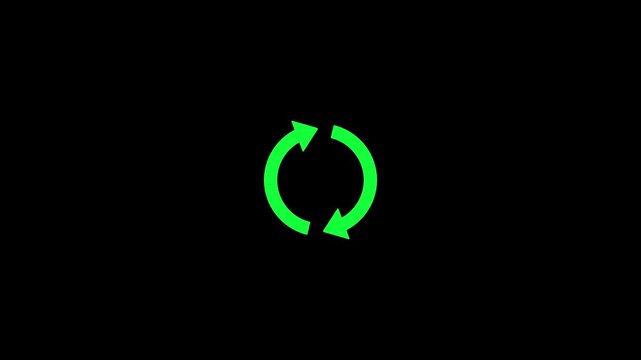 A simple white circular arrow symbol indicating a refresh or repeat action is centered against a plain black background with a clean and a minimalist aesthetic suggesting a digital interface or a