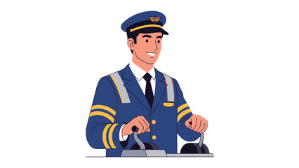 The Confident Pilot: A skilled pilot confidently navigates the controls. wearing a crisp uniform, embodying expertise and reliability. © abidakhatun