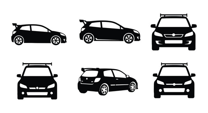Black and white illustrations of subaru wrx and imploreza vehicles