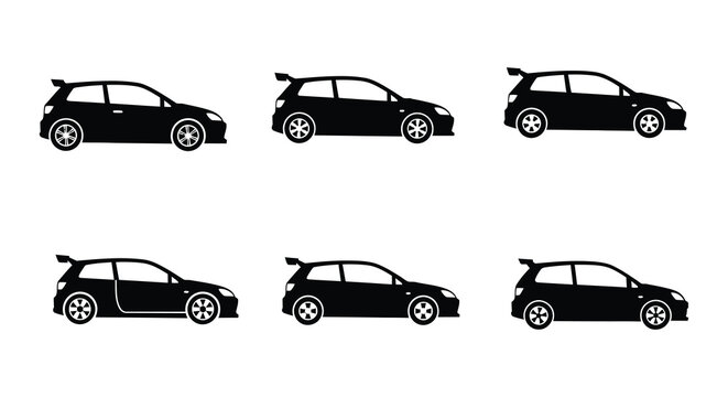 Black and white illustrations of subaru wrx and imploreza vehicles