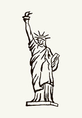 Fototapeta premium Statue of Liberty Hand Drawn Doodle
