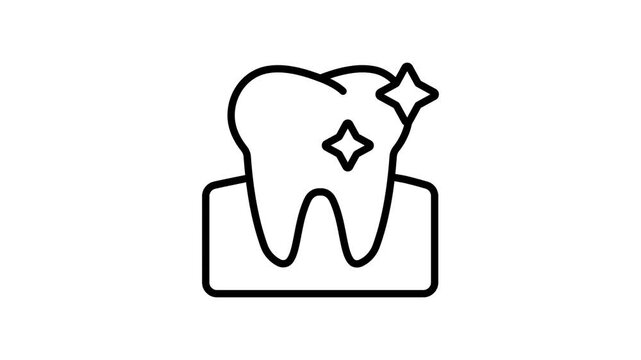 A modern outline icon animation of single healthy tooth