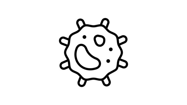 Visually engaging outline icon animation of virus microbe structure