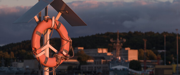 LIFEBUOY - Stand with equipment for saving drowning people