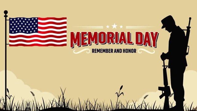 Patriotic Memorial Day Animation. Patriotic Memorial Day Video. Soldier Saluting with United States Flag Animation