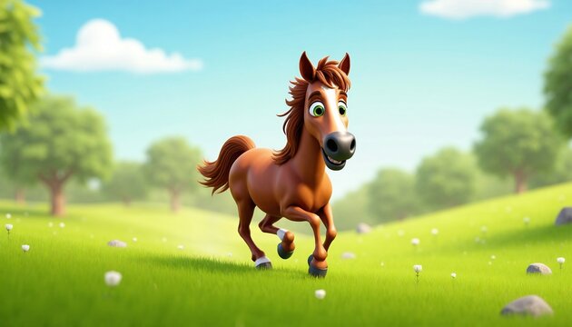 This cheerful image features a high-quality 3D illustration of a cute cartoon foa