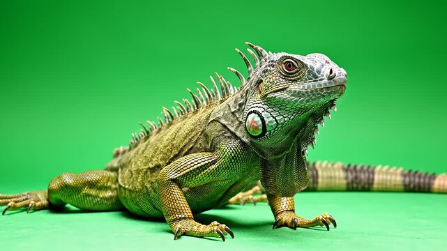 Green Screen Iguana Lizard Exotic Reptile Studio Portrait