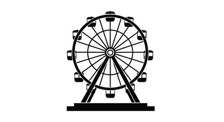 A detailed black silhouette of a large amusement park ferris wheel with multiple passenger cabins © ARSM D
