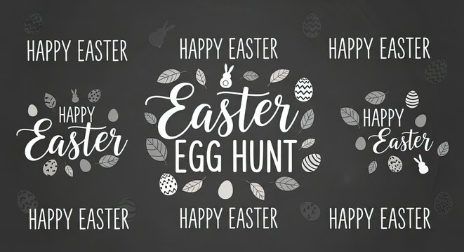 Easter egg hunt celebration happy easter background with eggs and greeting