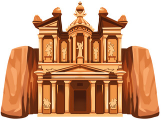 Fototapeta premium Petra Treasury Jordan Landmark Illustration