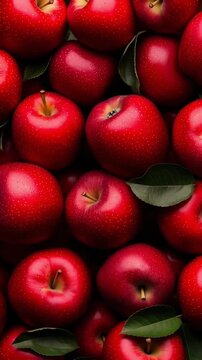 fresh red apples on the market, seamless pattern of green apples, stacked neatly in rows to create a fresh and juicy background.	

